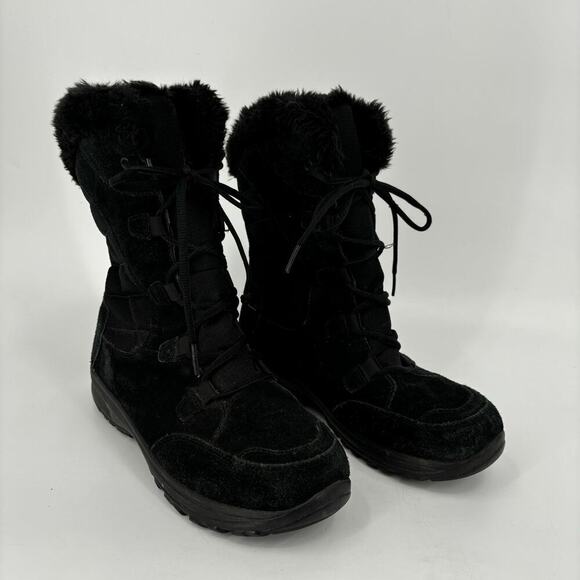 Columbia Ice Maiden Winter Boot Black Suede Leather Waterproof Faux Fur Size 9.5 - Picture 5 of 8